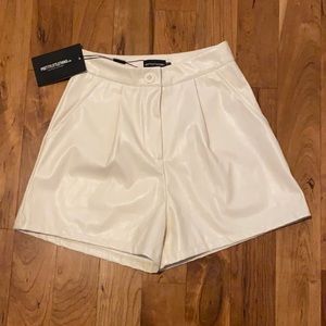 Cream Leather Shorts